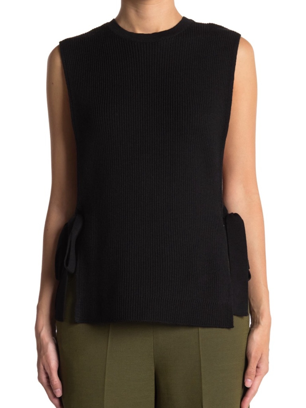 NEW Valentino Wool Knit sleeveless top in Nero Tie Side Wool Shell Black XS
